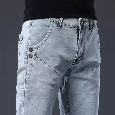 2020 Spring and Autumn New Men slim jeans Korean trend stretch jeans simple gray casual pants
