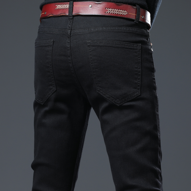 Spring Men's Jeans Slim Korean Version Trend Small Feet 2020 Autumn Casual Stretch Tide Brand Black Long Pants