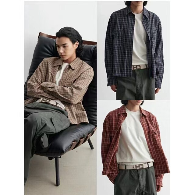 Korean High-Quality Relaxed Vintage Jacquard Washed Plaid Retro Long-Sleeve Shirt, Unisex