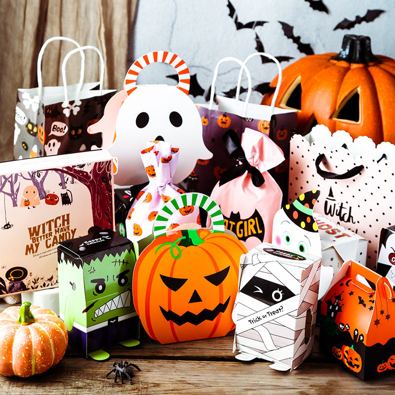 Halloween Candy Box Children Small Gift Packaging Box Gift Box Gift Handbag box Halloween Snowflake crisp