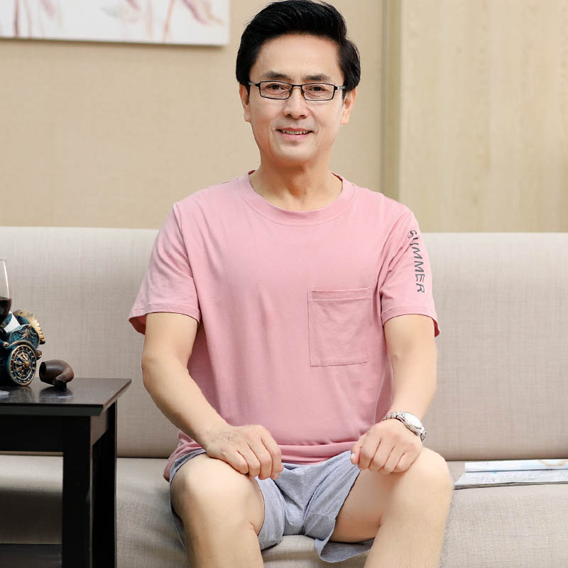 mens mùa hè cha trung niên bộ đồ ngủ mỏng quần short ngắn tay nhà quần áo có thể mặc thêm kích thước phù hợp với mùa hè.