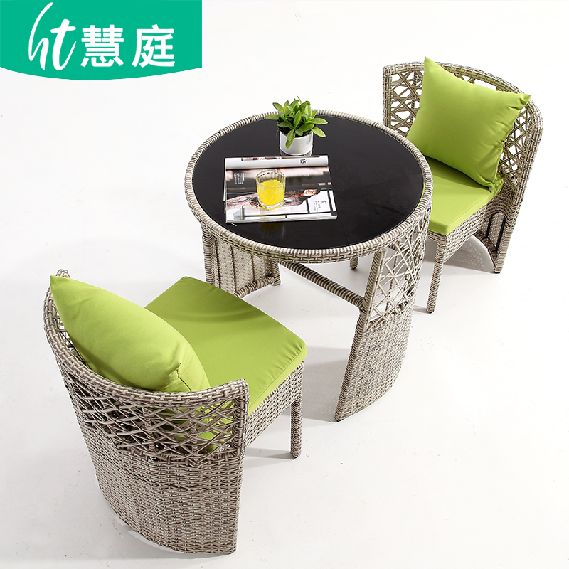 Rattan Chair Three Sets Combination Mesh Red Small Tea Table Casual Home Outdoor Attenchairs Outdoor Patio Balcony Small Table And Chairs