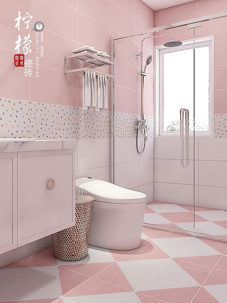 Macaron 300x600 soft light brick powder room tiles Nordic pink wave kitchen dark green fishbone wall tiles