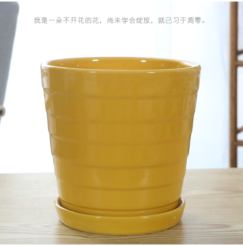 Qian colorful ceramics flowerpots contracted other desktop breathable flowerpot with white ceramic tray was special offer a clearance package of mail