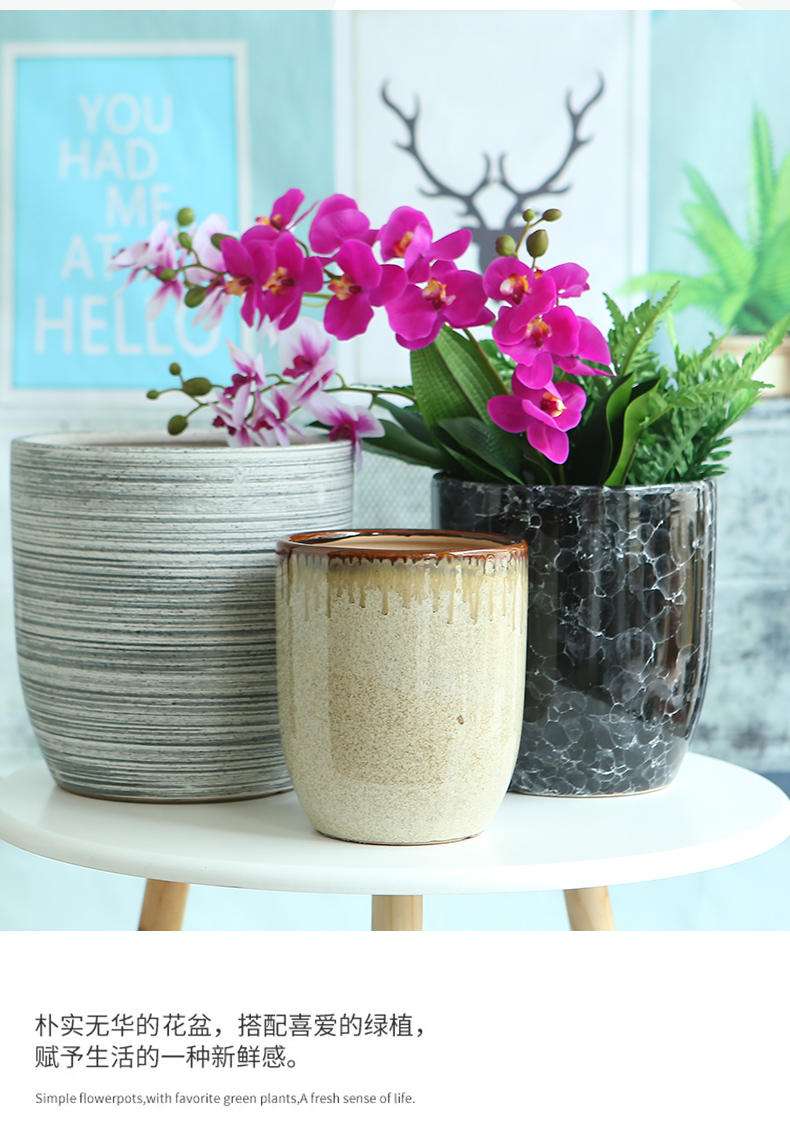 Flowerpot ceramic oversized contracted high creative model of indoor floor big green plant POTS plastic clearance package by wholesale