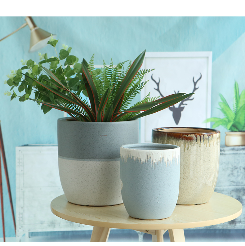 Flowerpot ceramic oversized contracted high creative model of indoor floor big green plant POTS plastic clearance package by wholesale