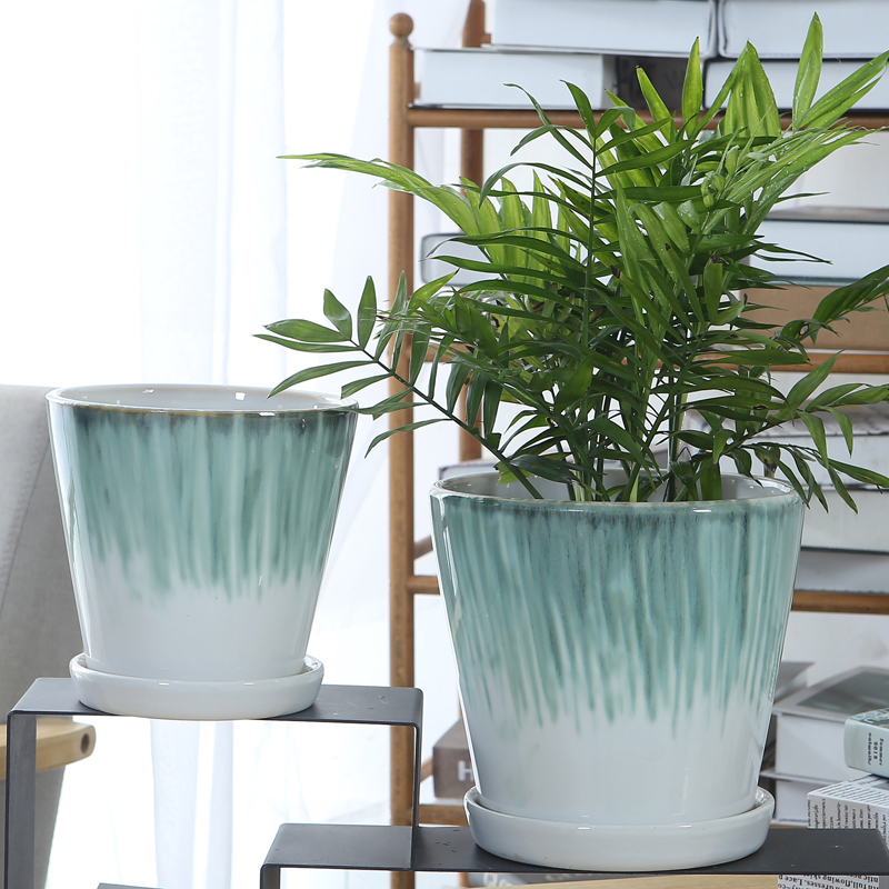 Qian colorful ceramics flowerpots contracted other desktop breathable flowerpot with white ceramic tray was special offer a clearance package of mail