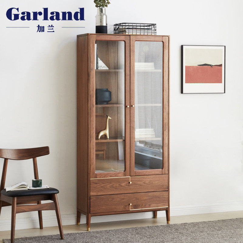 Garland Nordic solid wood bookcase with door bookcase study shelf cabinet locker locker locker simple storage cabinet