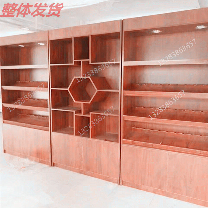 Wooden tobacco and wine showcase multi-layer red wine display cabinet winery display cabinet famous tobacco wine shelf liquor cabinet