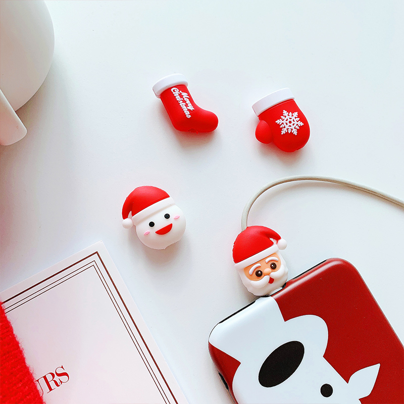 Christmas Data Line Protective Sleeve X Apple Phone Charging Line Protection Hairpin Tong Cute Iphone Anti-Snapping Oppo Android r17 Apply Huawei Vivo Universal Millet Charger Bite Wire
