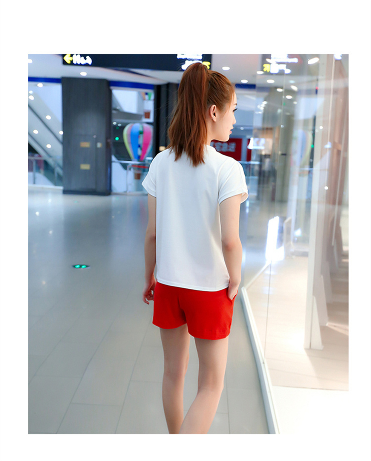 Bộ đồ thể thao và giải trí Hàn Quốc mùa hè dành cho nữ kích thước lớn Áo sơ mi tay ngắn tay rộng rãi Quần short nữ hai mảnh áo phông có cổ nữ