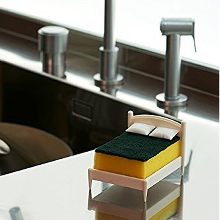 Creative Small White Bed Sponge Storage Rack Kitchen Small Bed Dishcloth Storage Rack with Sponge