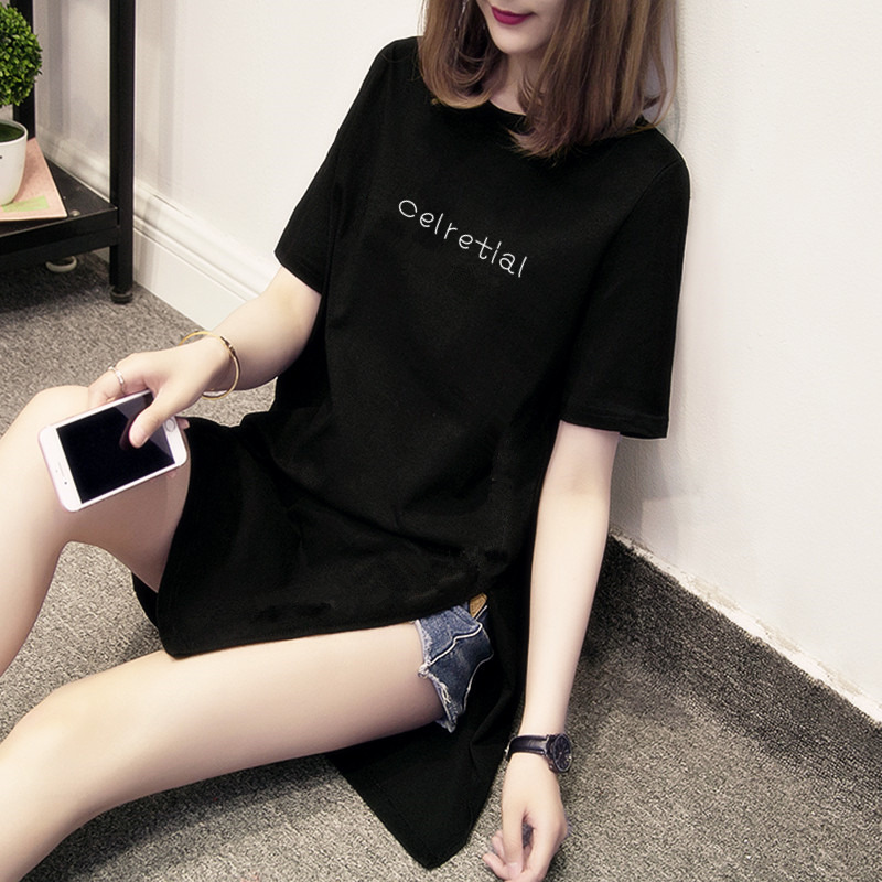 Slit Short-Sleeved T-Shirt for Women, Pure Cotton, New Summer Style, Loose Mid-Length, Covers the Buttocks, Irregular Top, Plus Size Half-Sleeve Slit Short-Sleeved T-Shirt for Women, Pure Cotton, New Summer Style, Loose Mid-Length, Covers the Buttocks, Irregular Top, Plus Size Half-Sleeve