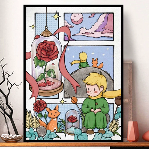 Мультфильм аниме бриллиантовая живопись 2023 Новая спальня маленькая принц розовая наклейка буровая наклейка по перекрестному общеру