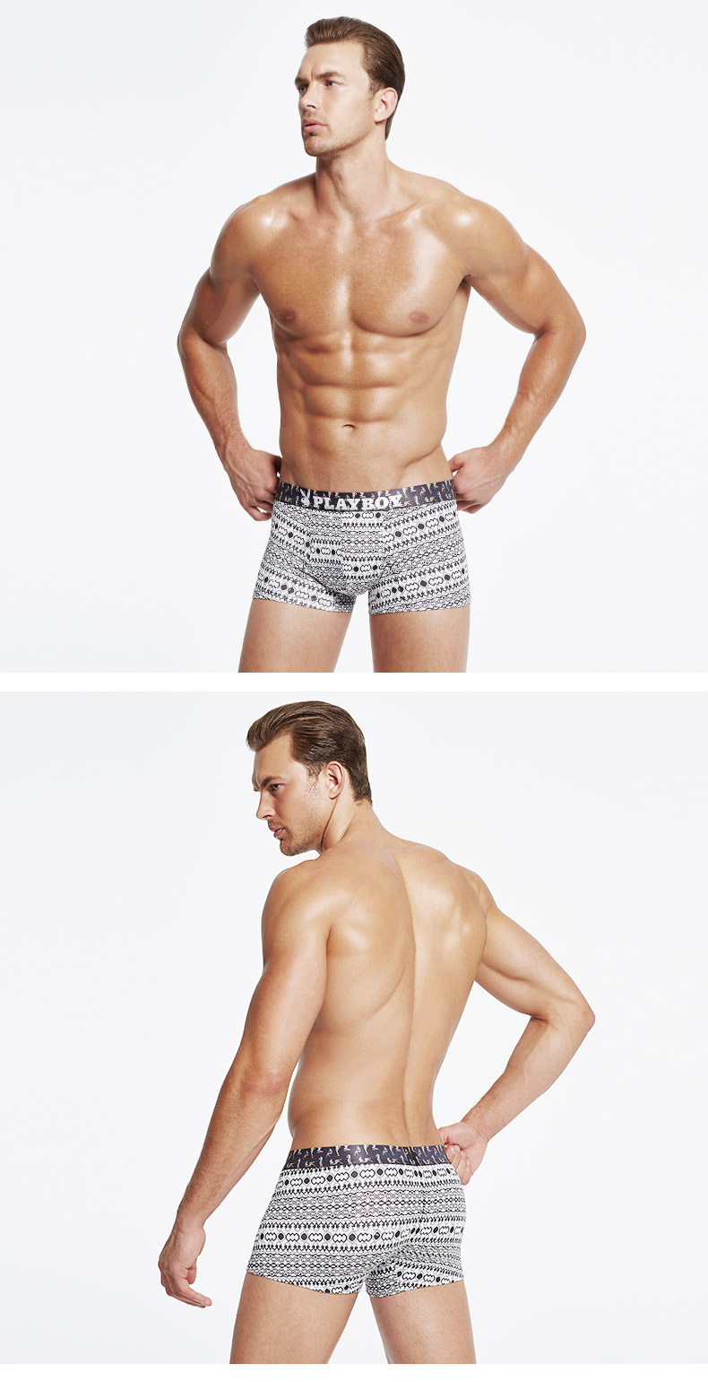 Playboy couple đồ lót nam boyshort cotton thoáng khí quần lót nữ gợi cảm thời trang in ấn cá tính quan lot lot khe