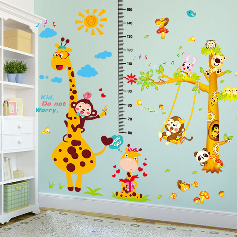 Children's height wall patch room decorated baby measuring height stickup cartoon appliable with removable sticker wall paper self-adhesive-Taobao