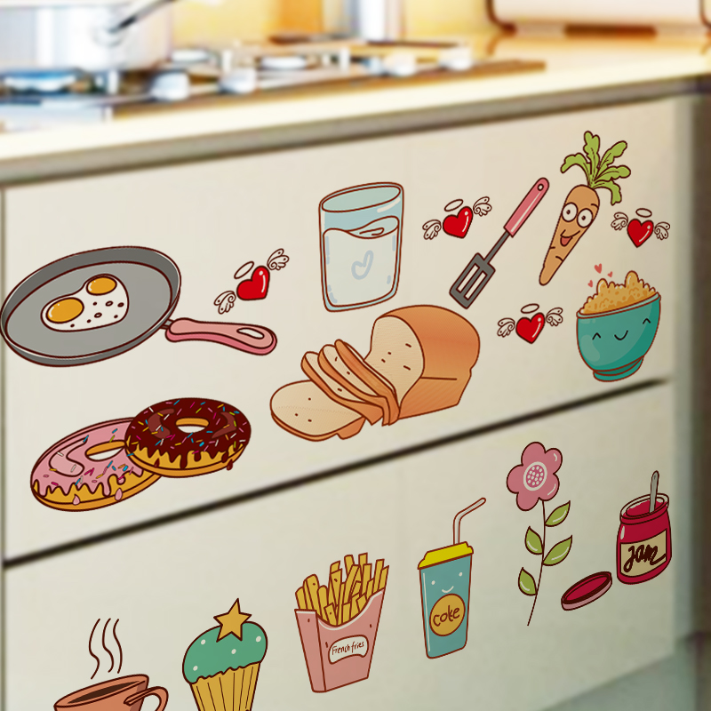 Wall Stickup Kitchen Dining Room Food Drink Icon Small Stickers Fridge Stickers Wall Deco Kitchenware Overall Closet Door Sticker
