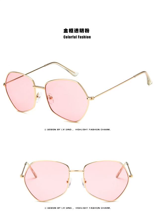 Kính râm 2018 màu đỏ đường phố bắn retro phong cách Harajuku cá tính kính râm đa giác nữ kính màu trong suốt tròng kính