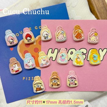 Alloy Cute Cartoon Bear Kitty Bunny Drink Bottle Through-Hole Beads DIY Handmade Beading Accessories