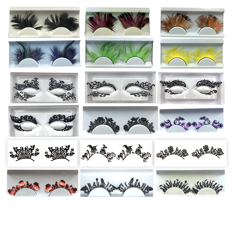 Jario creative makeup Exaggerated Fake Eyelash Stage Makeup Feather Cut Paper Thick nightclub Overlong style Shaped Eyelashes