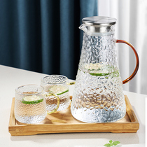 Large capacity glass cold kettle heat-resistant high temperature water bottle household hammer cold water bottle cool white water cup teapot set