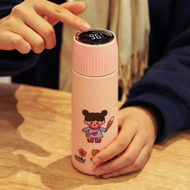 High value smart thermos cup girls portable cute small student water bottle girl heart ins simple water Cup