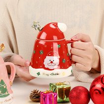 High face value Ceramic Mark cup with cover with spoon Christmas cup Girls cute Home Drink office Water cups