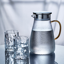 Large capacity glass cold kettle heat-resistant and high temperature Japanese household hammer bubble lemon to cool boiled water cup set