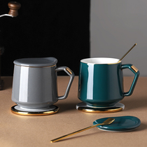 Japanese ceramic Mark Cup with lid spoon home simple office trend men and women Nordic breakfast coffee cup