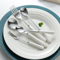 Japanese cute fork set ins Wind student fork spoon tableware stainless steel long handle Korean home Net red rice spoon