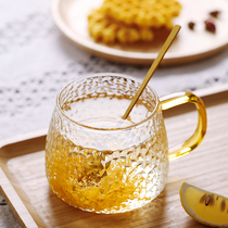 Japanese-style hammer transparent glass glass with handle handle for home office ins tea cup Nordic minimalist water Cup