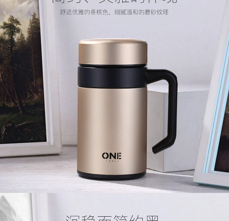 Bình chân không inox 304 nam ly văn phòng dung tích lớn nhà có tay cầm ly trà nữ - Tách
