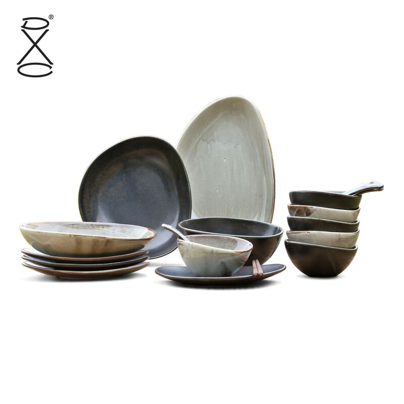 Dxc Creative Bowl and Plate Set Nordic Style Ceramic Tableware Set Simple Household Personalized Chopsticks Bowl and Plate Combination
