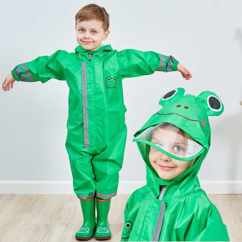 Original conjoined children's raincoat male and female child three-dimensional styling reflective and environmentally friendly light and thin material kindergarten kid raincoat-Taobao