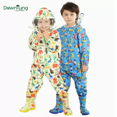 One-piece Children's raincoat boys and girls Big hat brim cartoon waterproof raincoat light and breathable kindergarten poncho