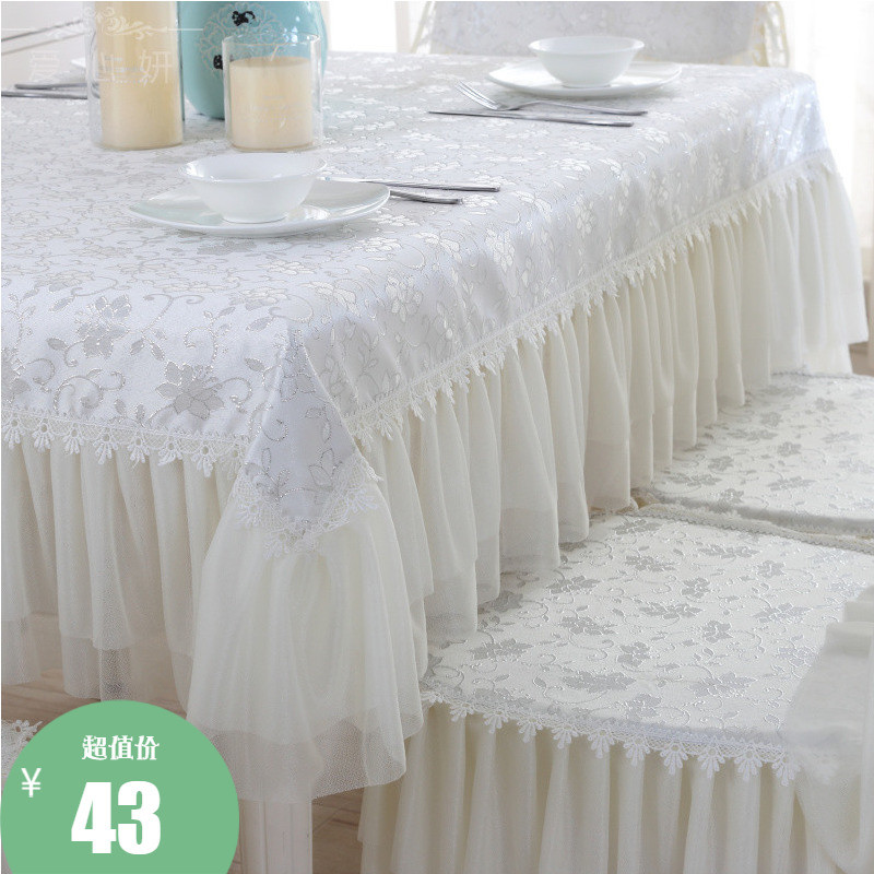 Simple Modern Tablecloth Chair Cover Coffee Table Cloth Chair Cover Dining Table Cloth Pastoral Lace Fabric Dining Chair Cover Chair Cushion Set