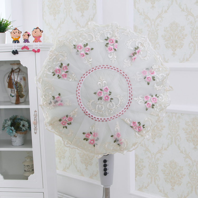 All-inclusive fabric art electric fan cover Fan cover dust cover Electric fan cover Round lace floor electric fan cover two