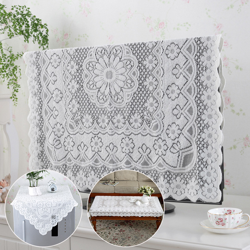 Plain dining table cloth Tea table cloth Round table cloth Dining table cloth Multi-purpose cover towel dust cover cloth lace Refrigerator TV cover