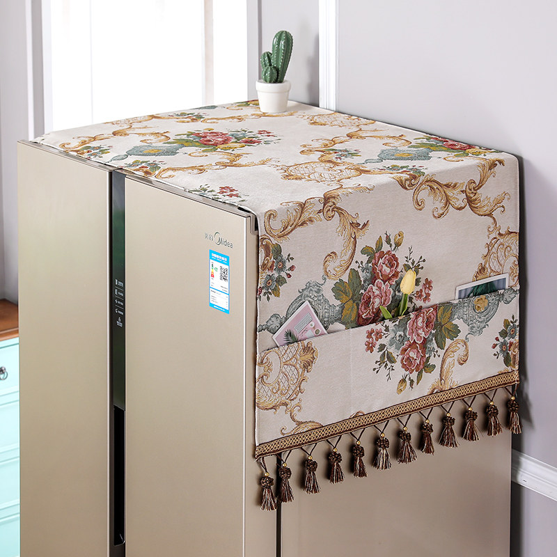 Double door refrigerator cover dust cover fabric European-style all-inclusive cover towel Single door refrigerator cover curtain cover Household decoration