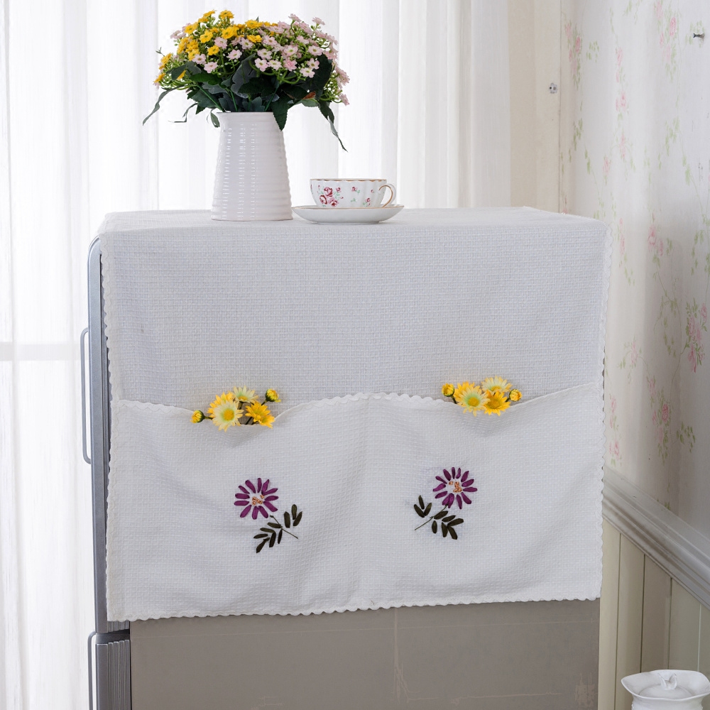 Hand embroidered refrigerator towel single door to double door refrigerator dust cover double layer thickened washing machine cover cloth with cover towel