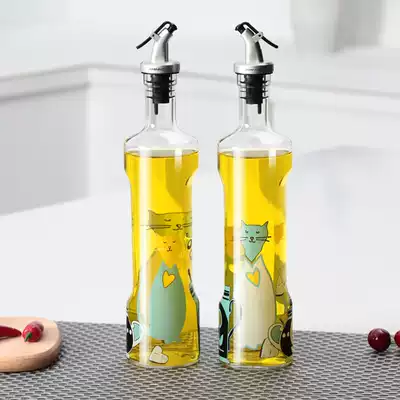 European-style roasted flower glass oil pot, oil-proof bottle, household kitchen seasoning bottle, food-grade soy sauce bottle, vinegar bottle set