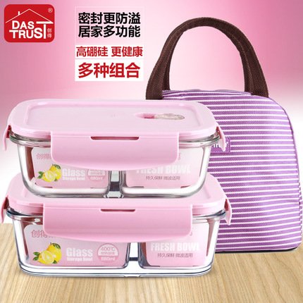 Create heat-resistant glass lunch box microwave oven dedicated convenience box containing fruit fresh bowl sealing suit