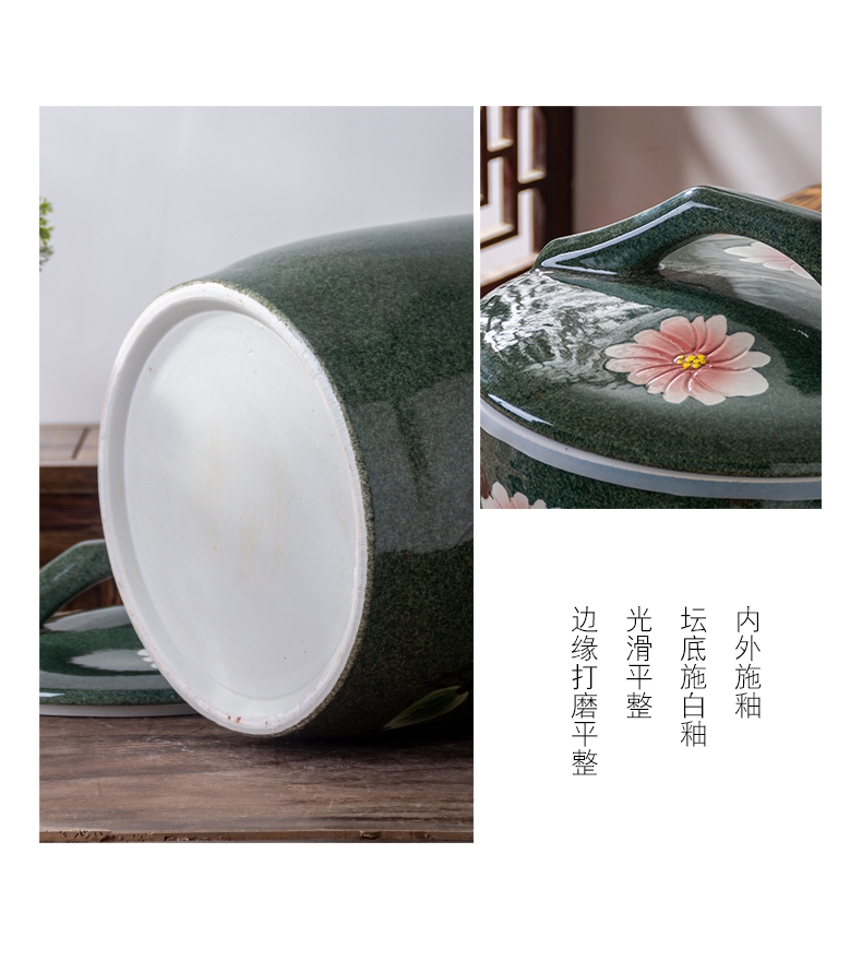 Jingdezhen ceramic barrel with cover 30 jins ricer box 10 jins 20 jins home insect - resistant seal flour storage bins