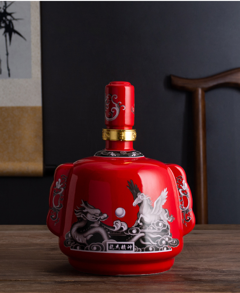 Jingdezhen ceramic bottle is empty bottles of Chinese style of the ancients hip 5 jins of household seal wine wine ark of creative furnishing articles