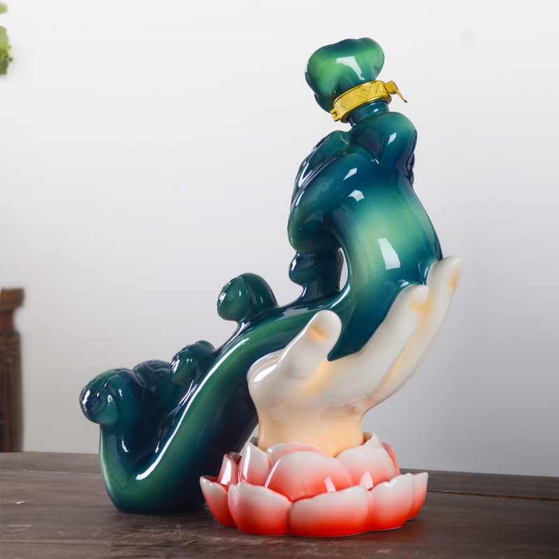 An empty bottle of jingdezhen ceramics with gift box wine home 2 jins of bergamot ruyi liquor pot seal terms bottle