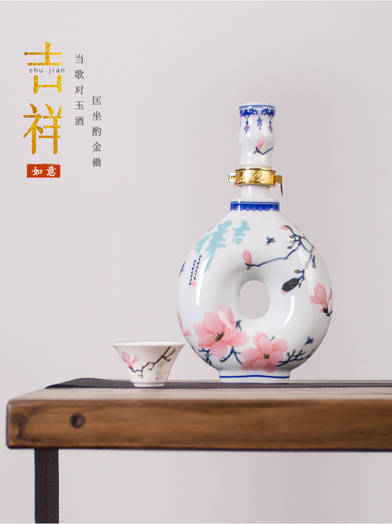 Empty wine bottle with jingdezhen ceramic bottle 1 catty liquor box creative hip wine storage sealed bottles