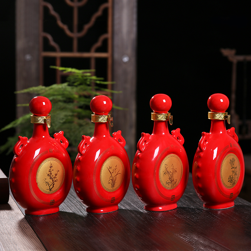 An empty bottle of jingdezhen ceramic 1 catty the loaded with gift box household sealing liquor pot by patterns of creative wine jars
