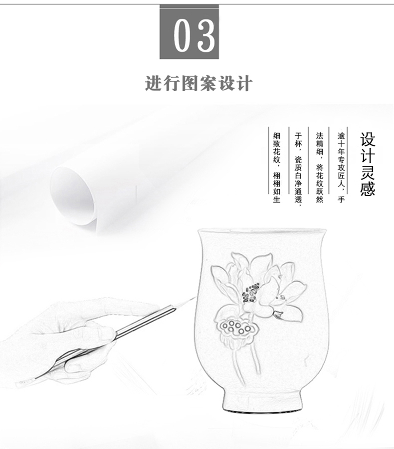 Jingdezhen tea lotus cup fragrance - smelling cup knife clay master cup single CPU noggin collect tea cup by hand