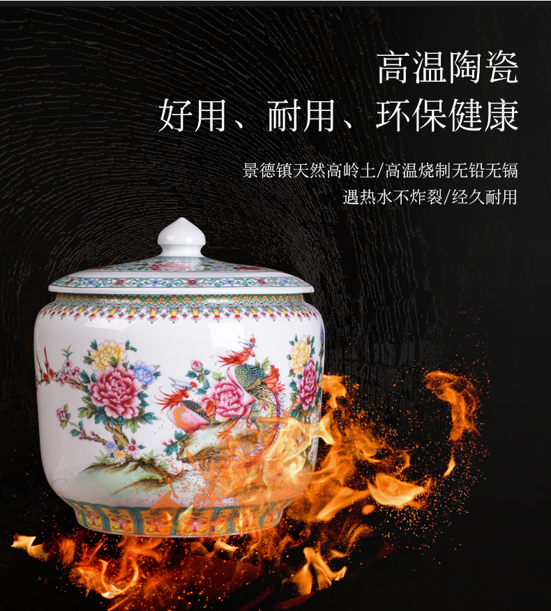 Jingdezhen ceramic barrel storage bins, informs 20 jins of 25 kg pack with cover seal storage tank is moistureproof insect - resistant ricer box