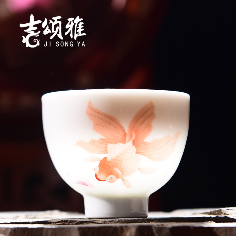 Jingdezhen ceramic sample tea cup single CPU hand - made gold cup pastel kung fu tea cups